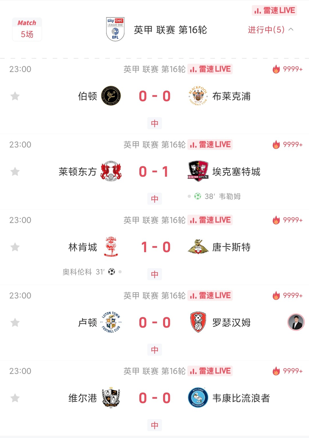 👀五場英甲同開，其中三場半場賽果分0-0，十隊合計僅進2球